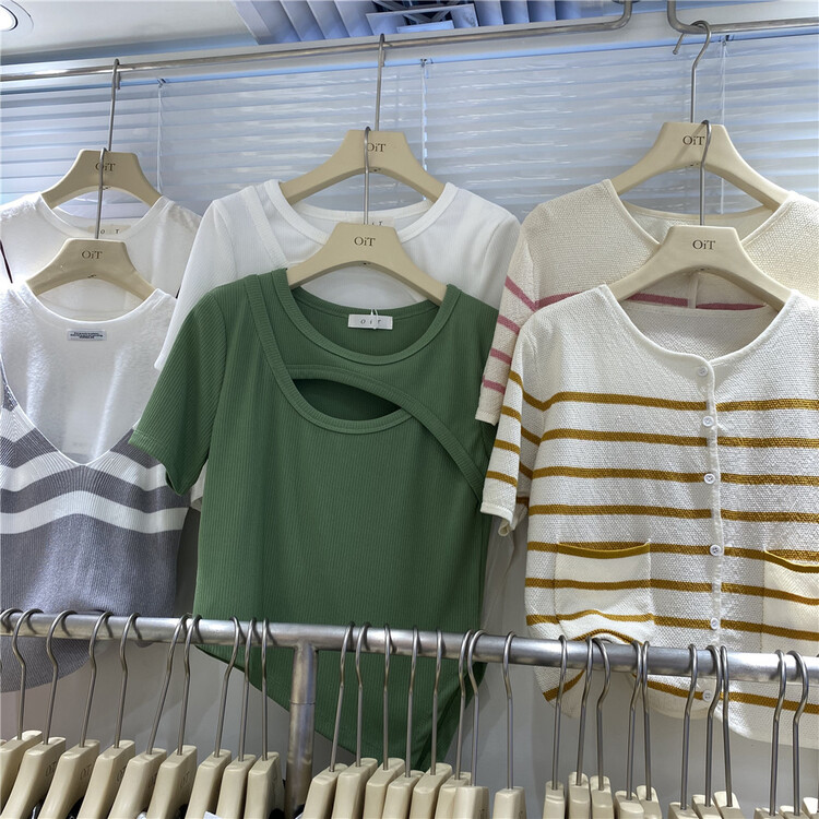 goods in stock! New in early summer! [OIT] Korean slim design hollowed out shirt 9038# HBx
