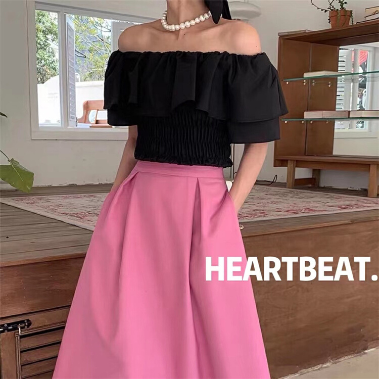 [Heartbeat] large lapel one shoulder short shirt 4025# L