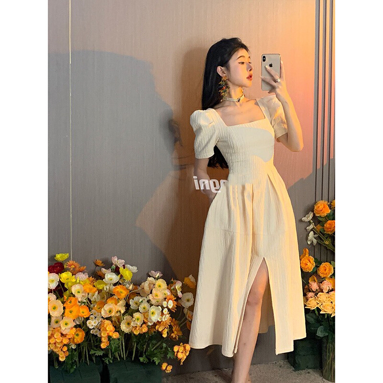 [Huaxi] Fashion Square Collar medium length dress 9008# PCZ