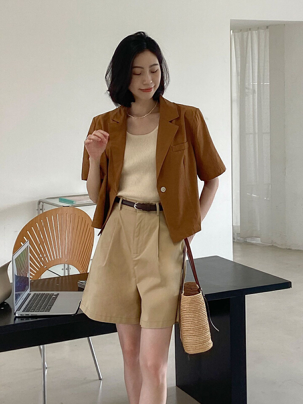 [st] Korean style one button short suit 5205# XJ