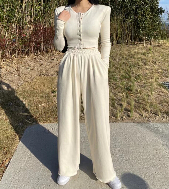 New year in early spring! [noodles] foreign style slim Top + temperament versatile Pants Set 8882# ozq