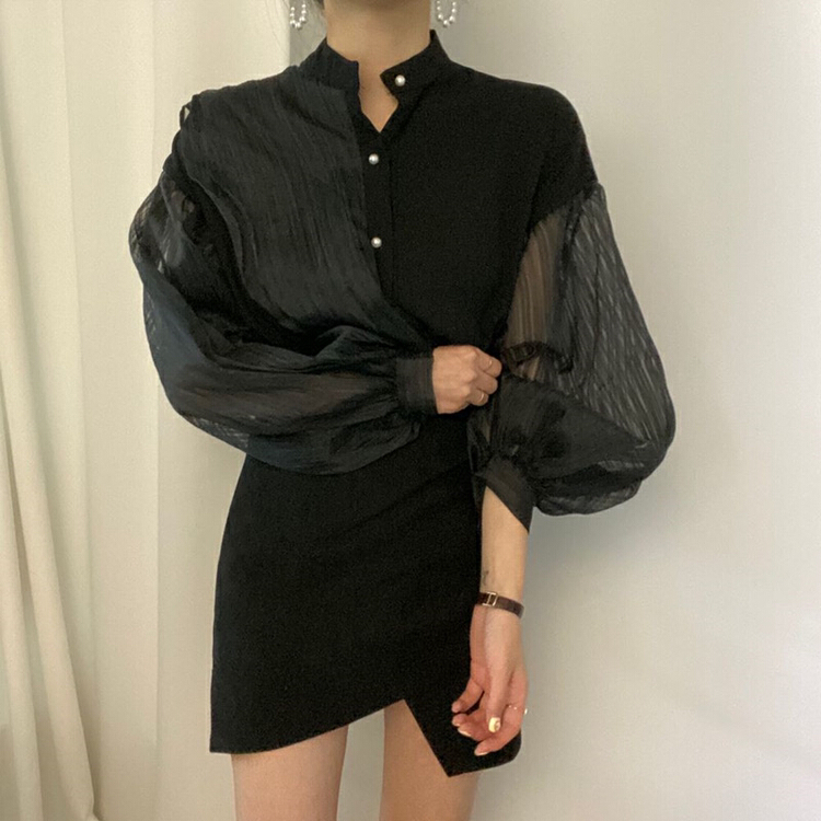 【LML】高級純色氣質淑女系帶襯衫  2064#  OZQ
