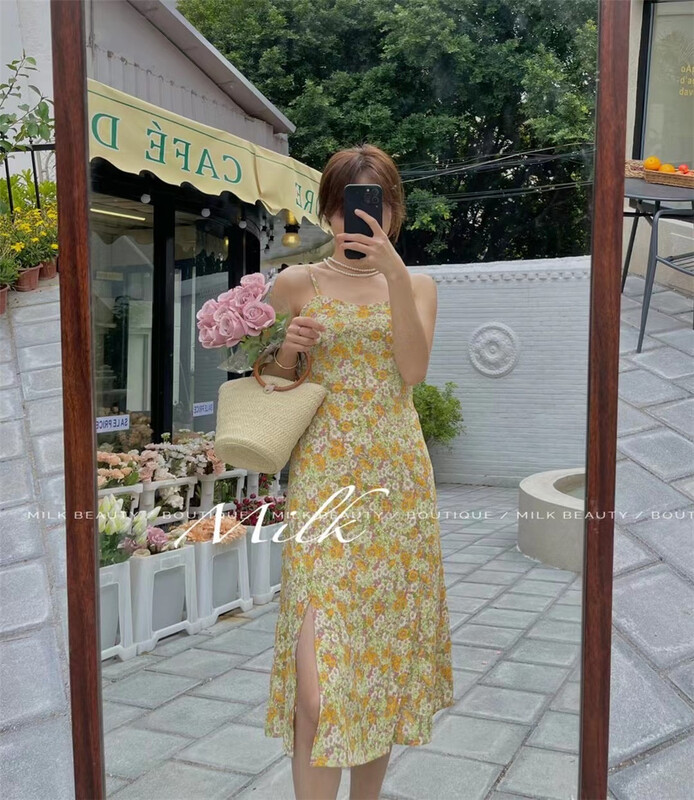 [milk +] Korean fresh suspender floral dress 22825# zxx