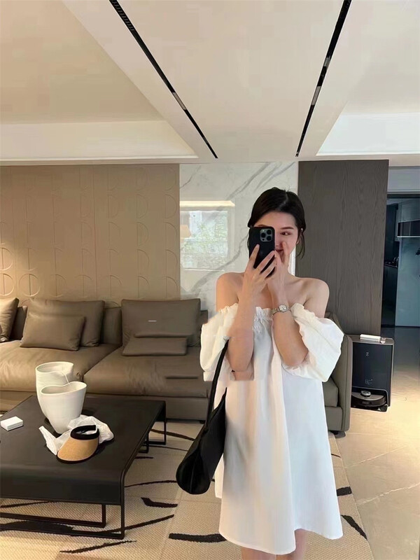 [Han C family] Korean solid color one shoulder dress 8116# PCZ