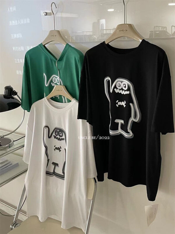 [UNC be] contrast monster loose short sleeve T-shirt 2087# XYY