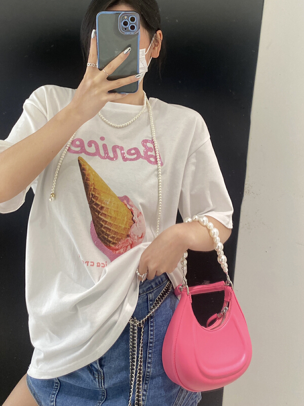 New in early summer! [kashefei] letter printed Casual Short Sleeve T-shirt t7129# ozq