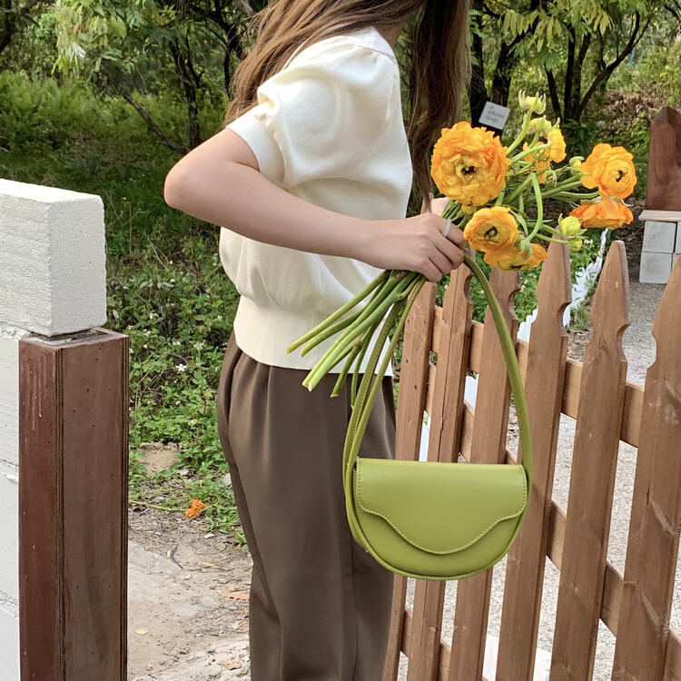 [Mi he] Korean solid color fashion hand-held armpit shoulder bag 2613# lwy