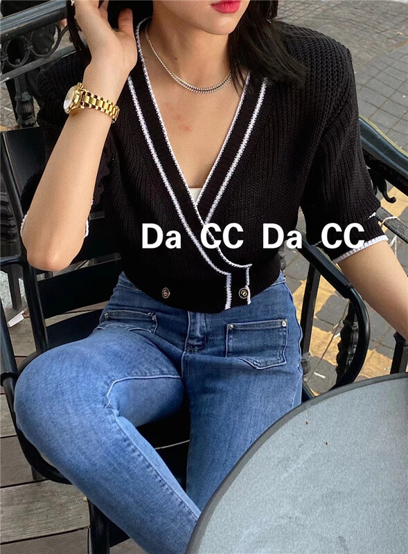 [Da CC] V-neck single breasted fashion knitted cardigan 557# zxl