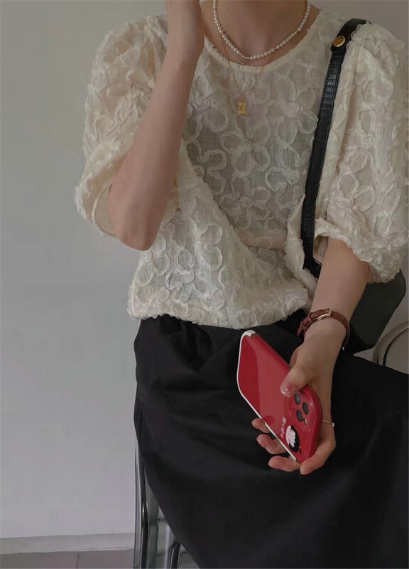 【奈看NIK】圓領提花氣質甜美小衫  9635#  LWY