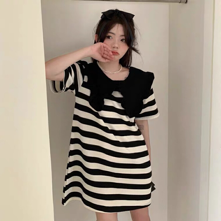 New in early summer! [L.L studio] loose aging stripe dress 7450# PCZ