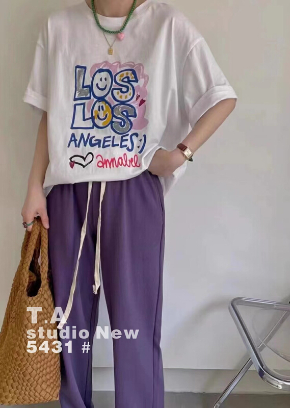 New in early summer! [TA +] Korean alphabet printed short sleeve T-shirt 5431# XYY