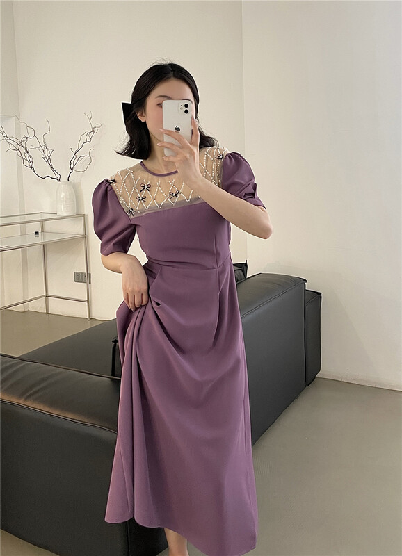 [lemon tree] Korean hand sewn beaded dress 66311# XYY