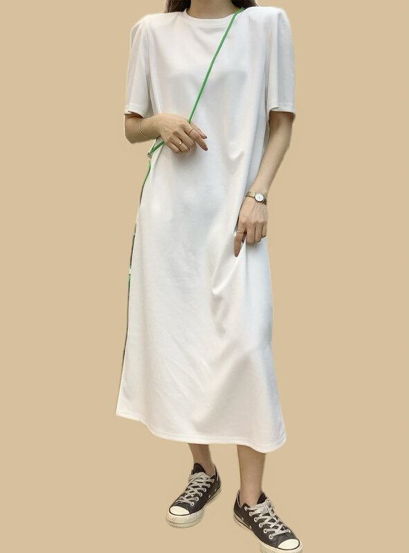 [DMX] lady round neck dress d6126# L
