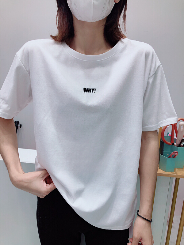 [three thousand gold] round neck embroidered letter short sleeve T-shirt 8056# ll