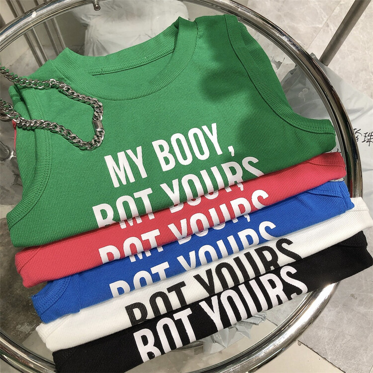 [Weika] lettered print Pullover casual vest 9517# lwy