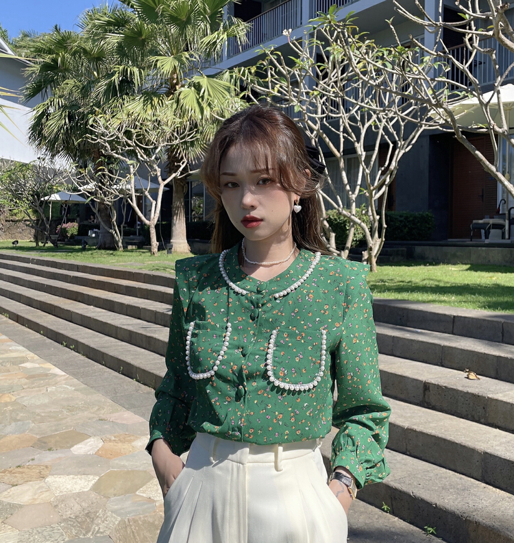 Early spring! [J2. J1wg] lady gentle age reducing loose shirt 22051# cqw