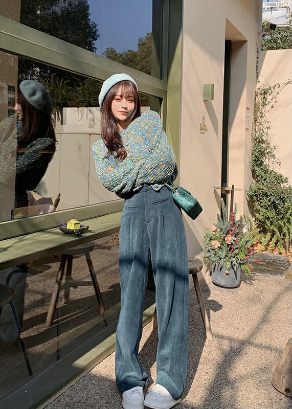 goods in stock! New year in early spring! [savage] Vintage high waist slim corduroy wide leg casual pants e5825# YYW