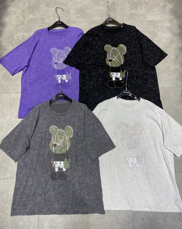 [didi] heavy industry hot drill violence bear loose short sleeve T-shirt ys1-5108# ozq
