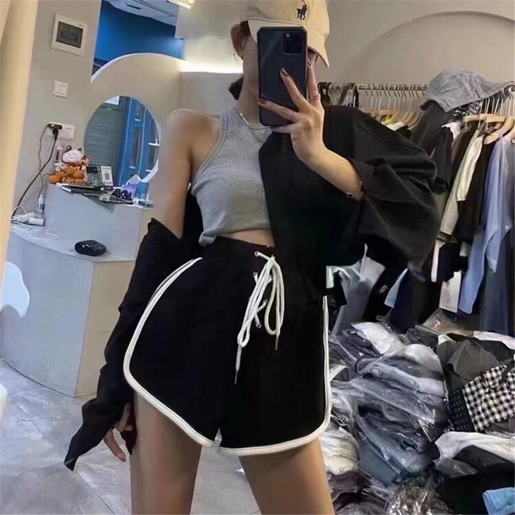 [Kili] elastic waist color blocking niche casual shorts 2238# XYJ