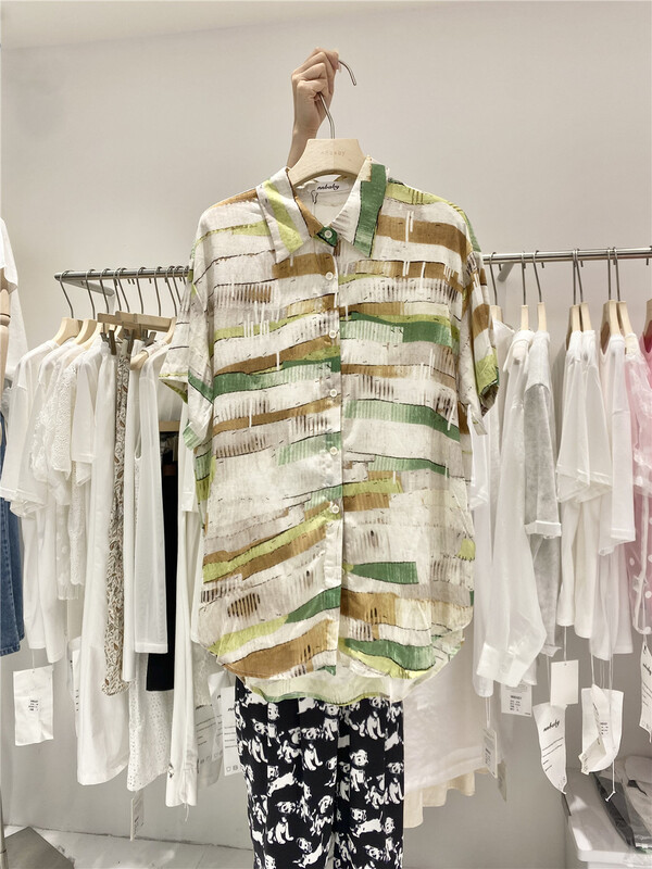 New in early summer! [nnbaby] minority retro personalized color matching western style shirt 1186# CLS