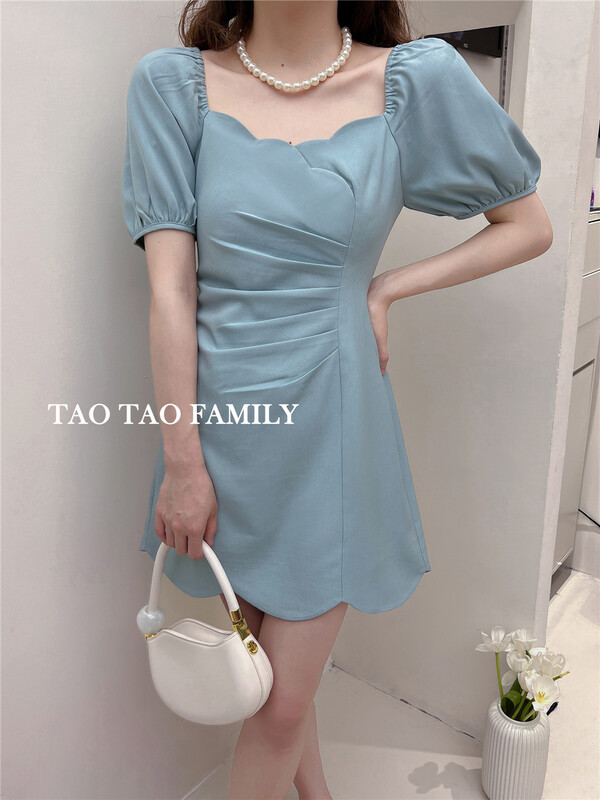 goods in stock! New in early summer! [Taotao family] Korean solid color Pleated Dress 3628# lwy