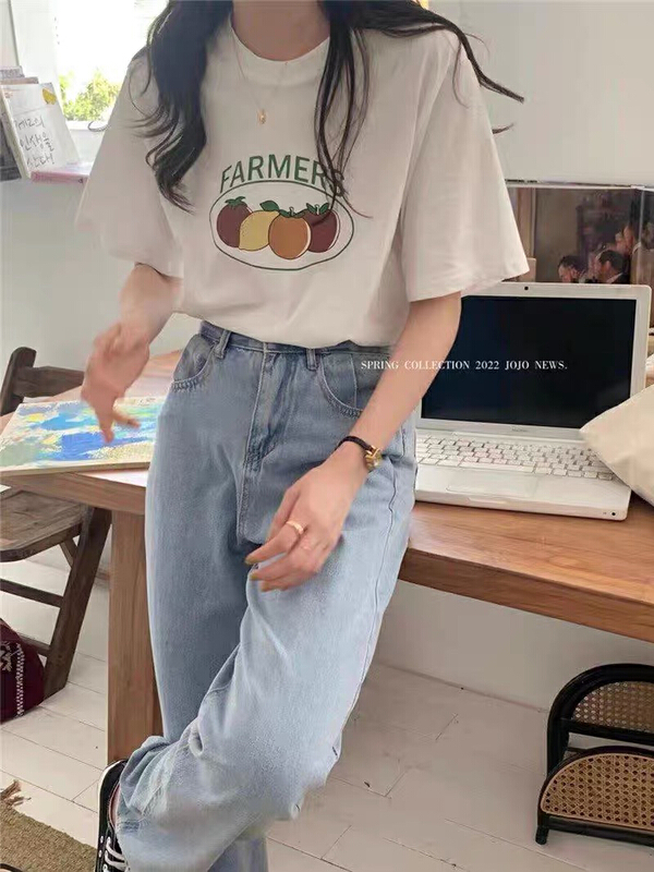 New in early summer! [HH] graphic print loose short sleeve T-shirt 3336# L