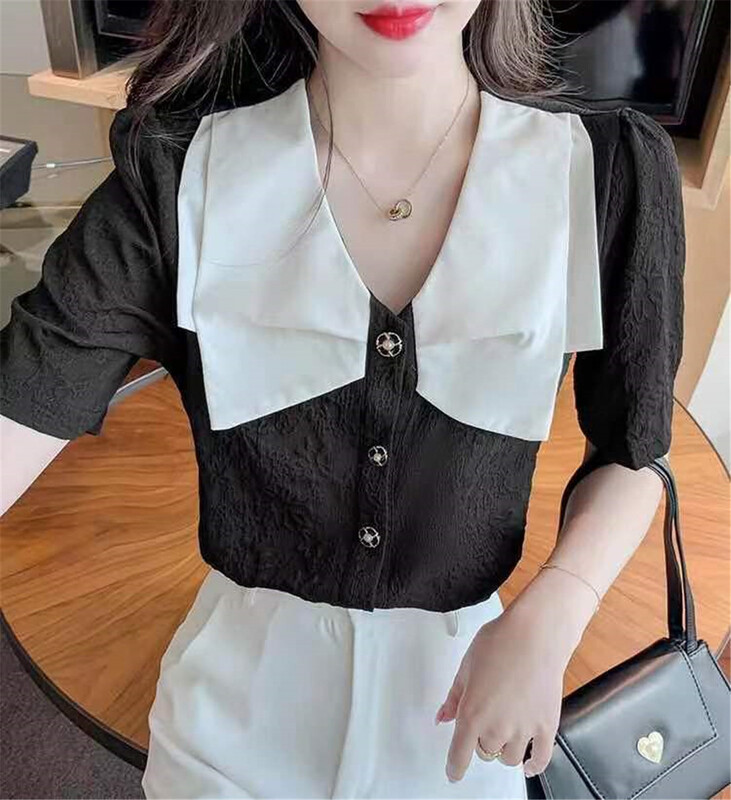 [Xiangli] small I Xiangfeng stitched single breasted shirt 9125# PCZ