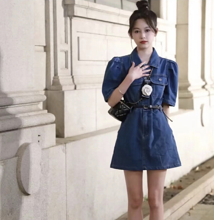 New in early summer! [M.H] Korean versatile denim dress (with belt) 2380# PCZ