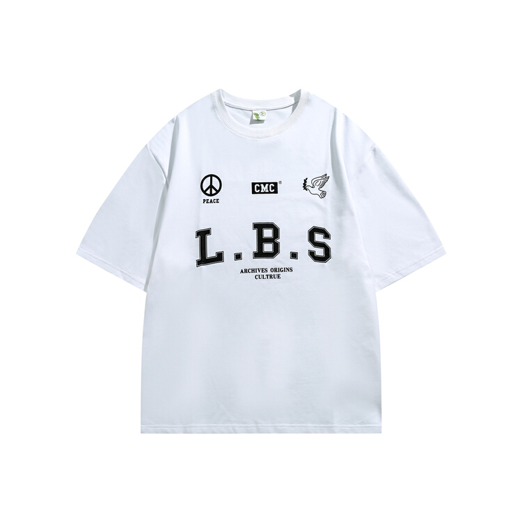 New in early summer! [Tess] Street trend letter print loose Pullover couple short sleeve T-shirt lost1765# ZZL
