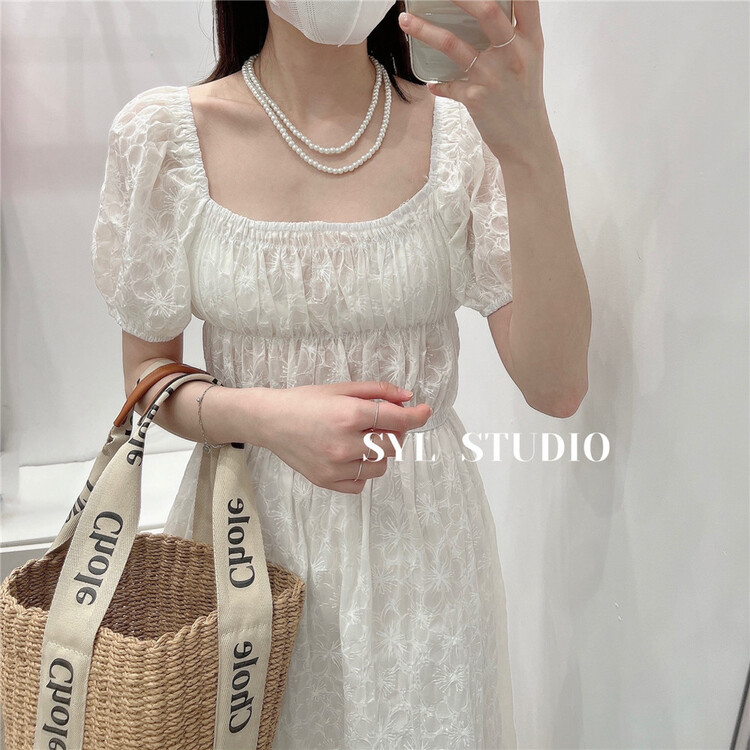 【SYL】方領甜美百搭連衣裙  5199#  L