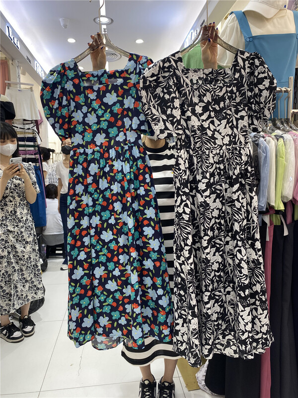 [3T] Vintage bubble sleeve floral waist dress 6238# WPL