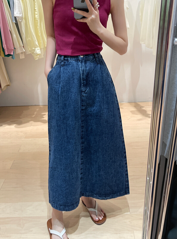 New in early summer! [BL] Korean loose and versatile denim skirt 92154# cqw
