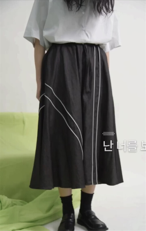 [three and two out] stitched elastic waist lady skirt 58086# L