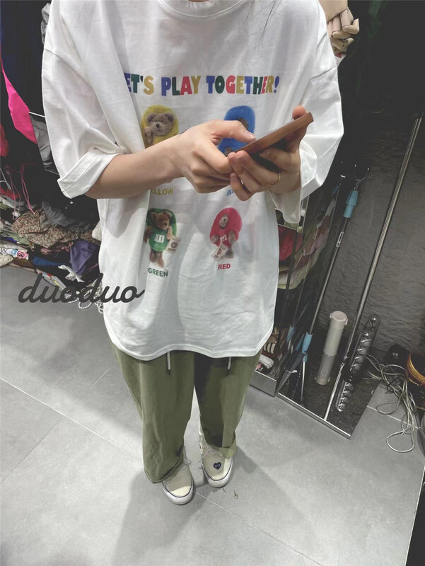 [dodo] Korean print Pullover short sleeve T-shirt 6713-15\zyh