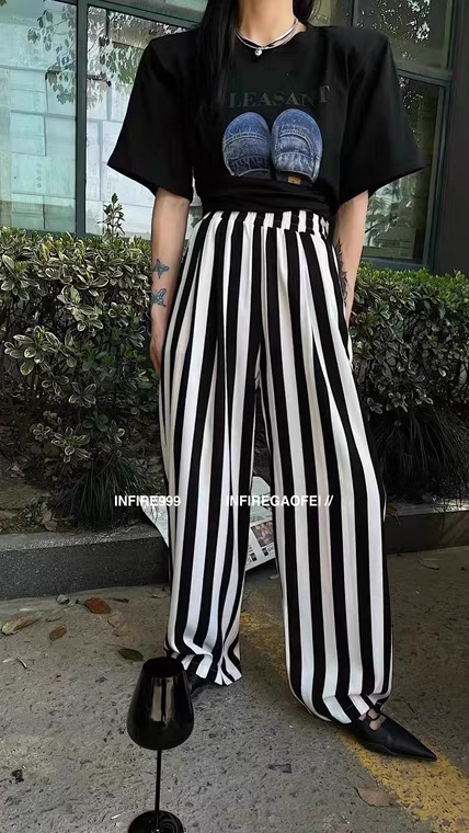 [c.h.z] fashionable vertical stripe casual pants 90380# WTT