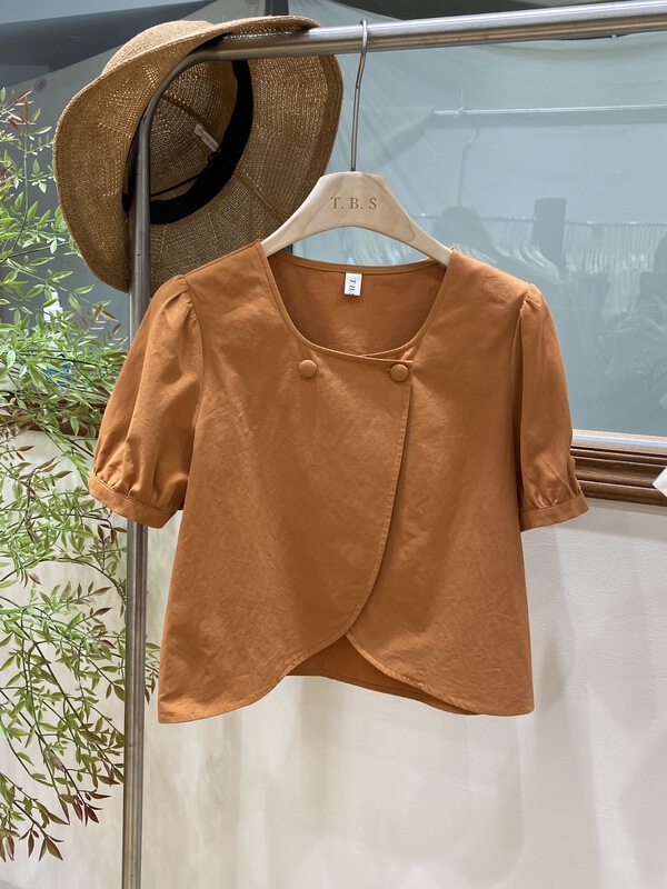 New in early summer! [t.b.s] solid color versatile short sleeved shirt 9168# lwy