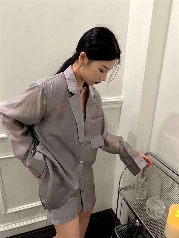 [Han C family] comfortable temperament sunscreen suit + elastic waist casual shorts suit 9407# PCZ