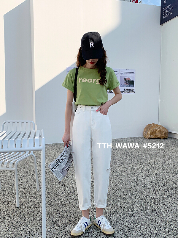 New year in early spring! [Wawa] Korean casual versatile elastic waist radish jeans 5212# ozq