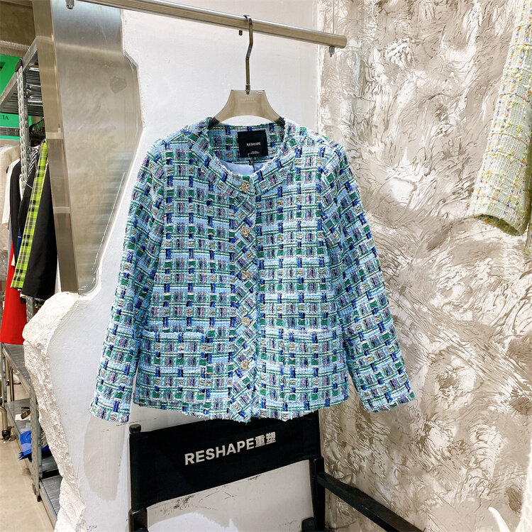 goods in stock! New year in early spring! [reshape] crew neck Plaid versatile jacket 2339# ozq