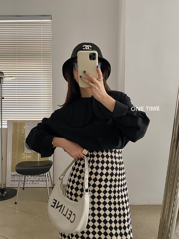 goods in stock! New year in early spring! [one time] lotus leaf collar solid single breasted shirt 29199# CLS