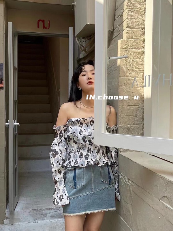 [in. Choose u] one shoulder floral style small shirt 37221# zxl