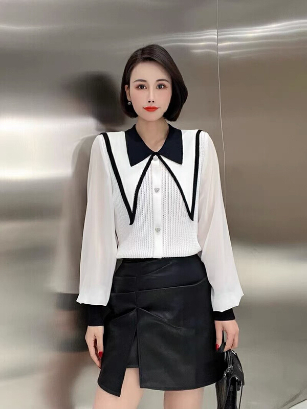 goods in stock! [salmoka] contrast fashion small fragrance sweater 5015# lwy