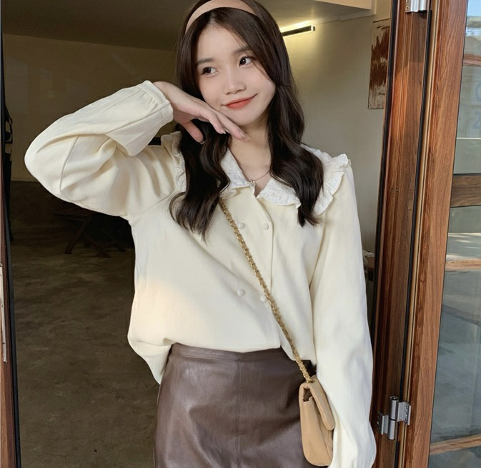 New year in early spring! [JH] baby collar Xiaoxiang solid color shirt (only selling tops) 40845# hjy