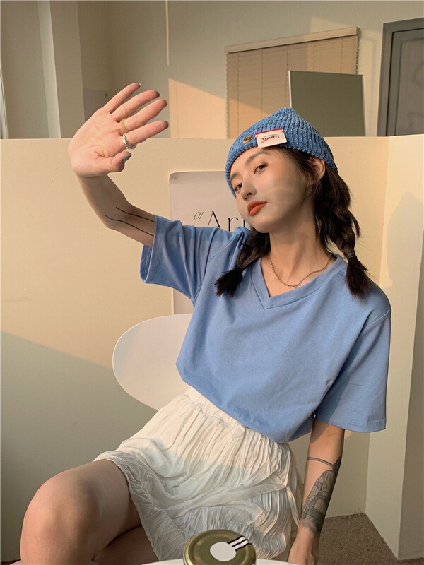 New year in early spring! [LML] candy color simple loose round neck short sleeved T-shirt (short sleeved T-shirt only) 0180# ozq