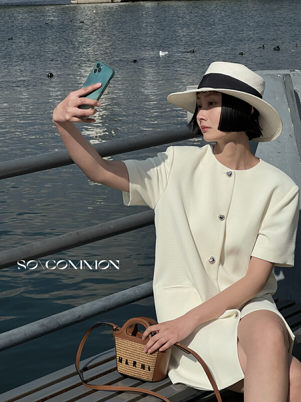 New in early summer! [so common] single breasted short sleeve temperament dress 62301# XYJ