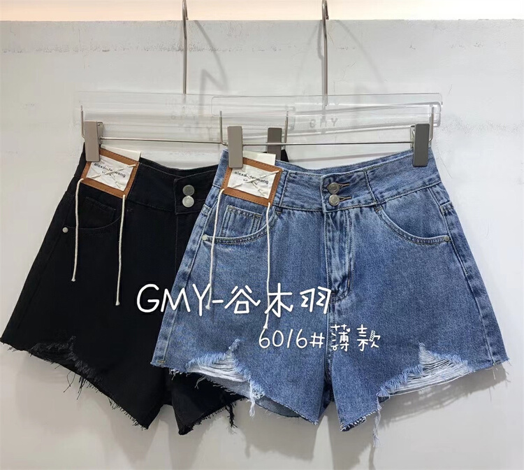 New in early summer! [Gu Muyu] simple high waist thin denim shorts g6016-1# ZSY