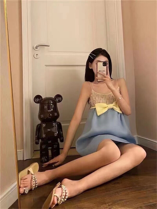 New in early summer! [Yishang clothing] little women's color matching short suspender dress 022# JJ