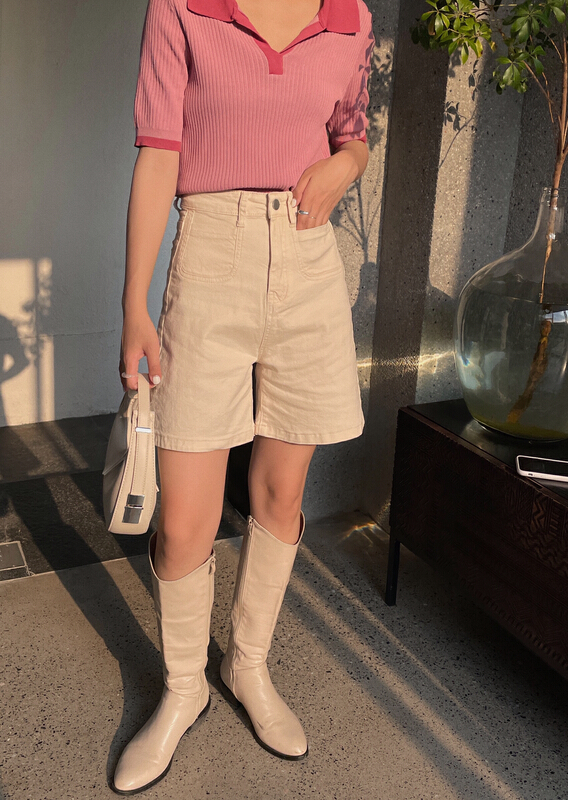 New in early summer! [soul] versatile wide leg slim five point denim shorts ax18153222kn# CLS