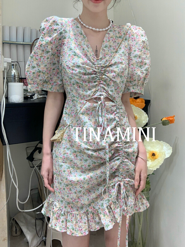 New in early summer! [Tina Mini] casual dress with floral fashion m6688# hjy
