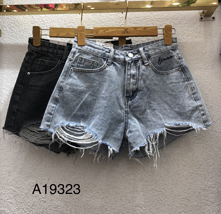 New in early summer! [queen] Korean version versatile personalized pattern POCKET DENIM SHORTS a19323# ozq